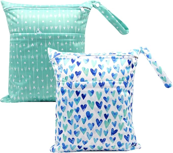 2pcs Cloth Diaper Wet Dry Bags Waterproof Reusable by Welcometoeaxin