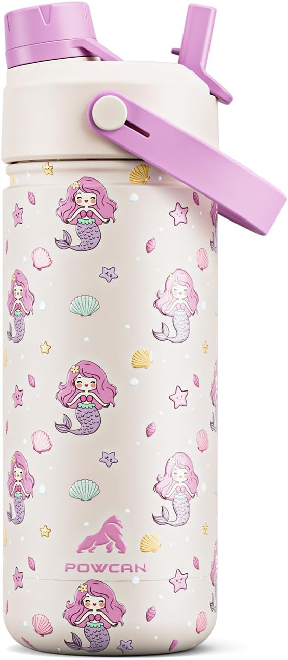 18 oz Kids Insulated Mermaid Water Bottle by POWCAN