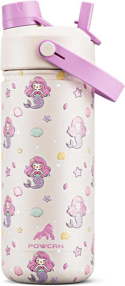 18 oz Kids Insulated Mermaid Water Bottle by POWCAN