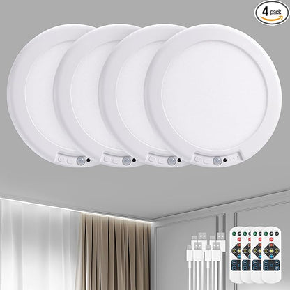 Bojim 4 Pack Rechargeable Battery Operated Ceiling Light Motion Sensor by BOJIM