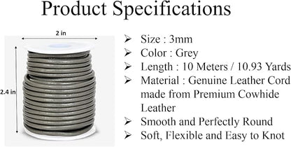 GENIQUE Real/Genuine Round Leather String Cord - Image 3