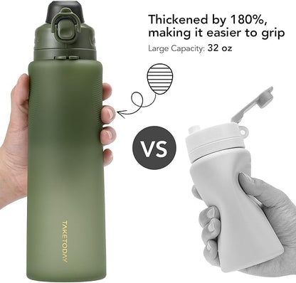 TakeToday Collapsible Water Bottles 32oz, Foldable Travel Water Bottle - Image 4