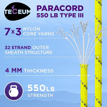 TECEUM Reflective Paracord Rope 1000 – 1000ft/200ft/100ft/50ft – 40+ Colors – - Image 3