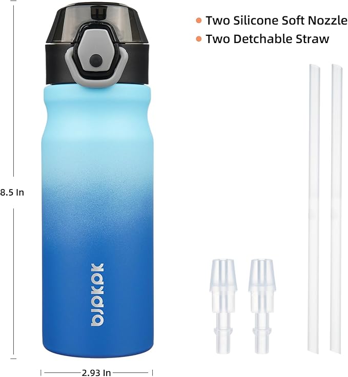 BJPKPK Water Bottle with Straw 18oz Insulated Water Bottles Reusable Stainless - Image 4