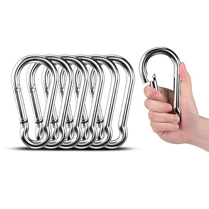 Large Carabiner Clip Hooks, 304 Stainless Steel Spring Snap Hook Fits Camping by KINLINK