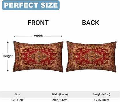 Red Oriental Persias Couch Pillow Covers 12 X 20 Boho Set of 2 Pillowcases - Image 2