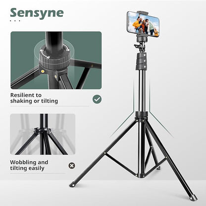 SENSYNE 72" Phone Tripod, Extendable Cell Phone Tripod Stand, Selfie Stick - Image 5