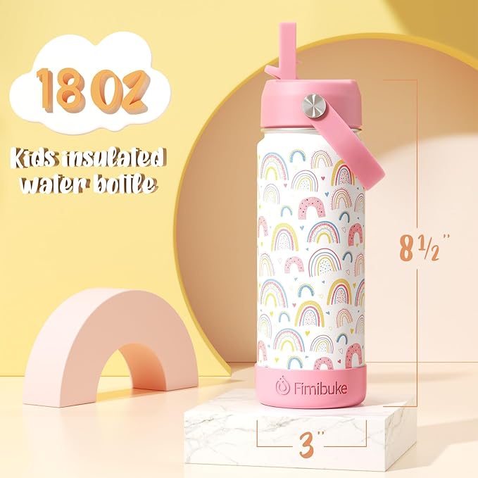 Fimibuke Kids Insulated Water Bottle, 18oz BPA FREE Kid Cup - Image 2
