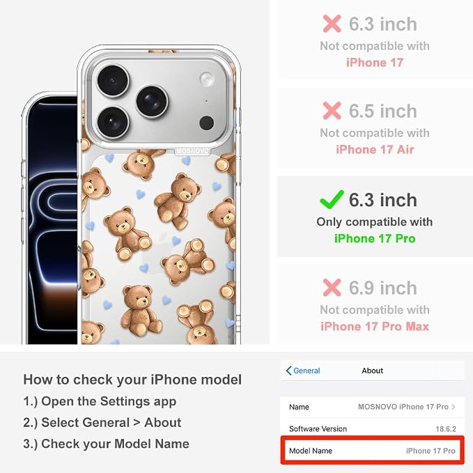 MOSNOVO for iPhone 17 Pro Case, Shockproof Military-Grade Protection 6.6ft Drop - Image 2