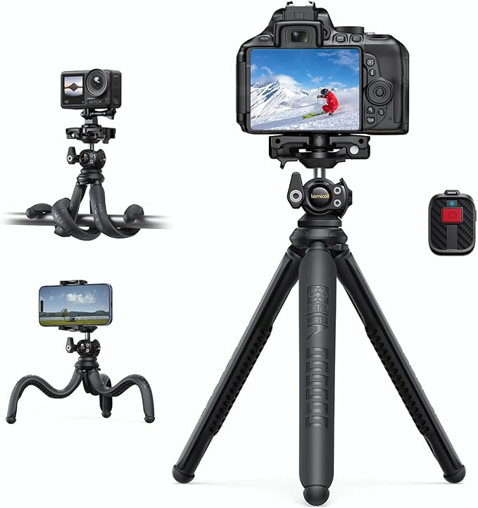 Lamicall Tripod for Camera - 3 in 1 Flexible Tripod for iPhone - iPhone Stand by Lamicall