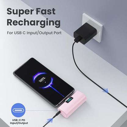 Mini Portable Charger USB C Power Bank, Upgraded 5500mAh PD Fast Charging - Image 2