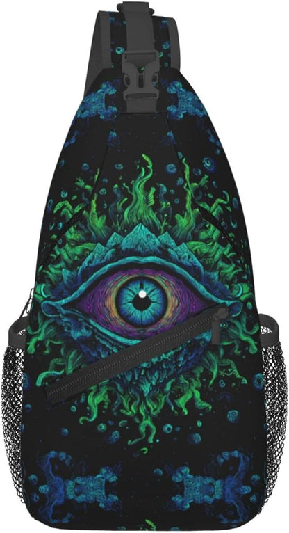 Psychadelic Trippy Art Sling Bag Crossbody Travel Hiking Chest Backpack by Unknown