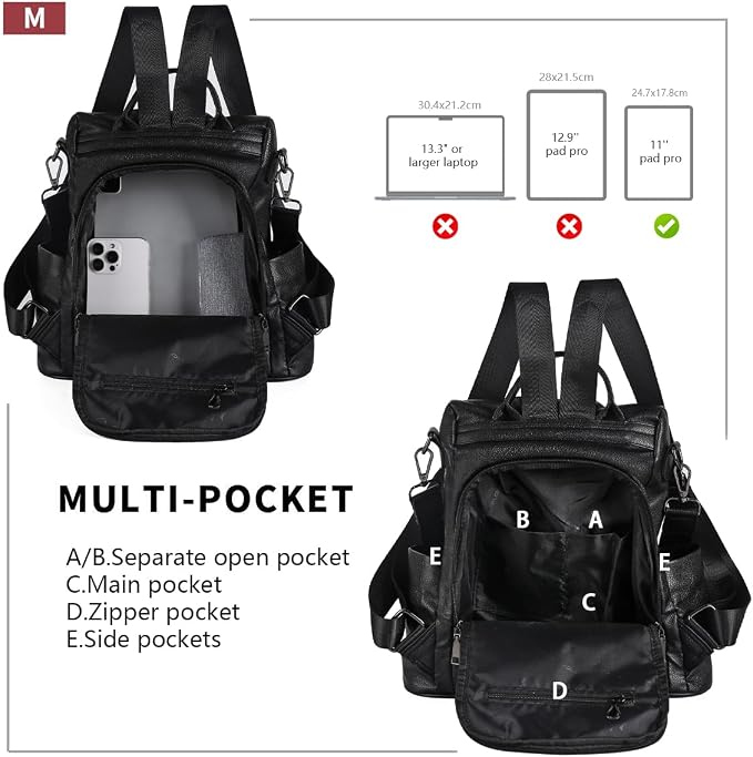 PINCNEL Women Backpack Purse Waterproof Nylon Anti-theft Rucksack Lightweight - Image 2