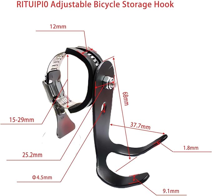 Adjustable Handlebar Hook Mount, Universal Pole Storage Hook - Image 2