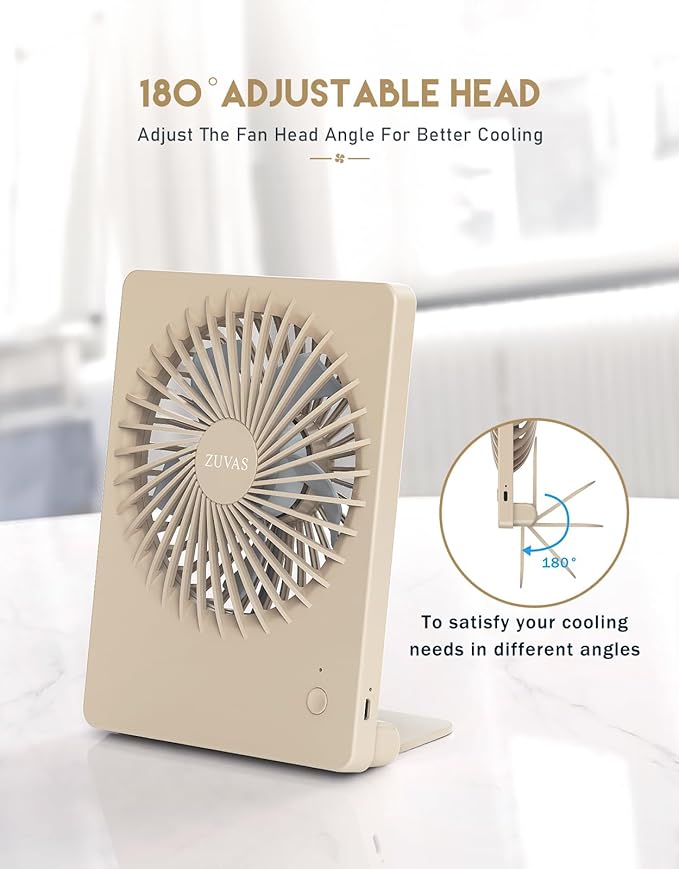 Zuvas Desk Fan Battery Operated Fan Rechargeable 180°Tilt Folding Personal Fan - Image 5