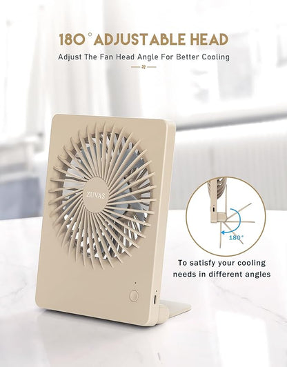 Zuvas Desk Fan Battery Operated Fan Rechargeable 180°Tilt Folding Personal Fan - Image 5