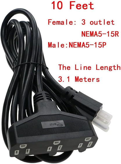 3 Outlet Extension Power Cord 105℃ Temperature Resistant Waterproof Cable 14AWG - Image 7