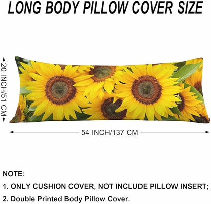 Sunflower Body Pillow Cover Yellow Sunflowers Field Decorative Body Pillow - Image 6