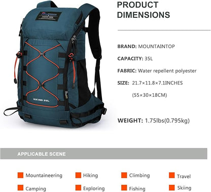 MOUNTAINTOP 35L Hiking Backpack, Lightweight Outdoor Travel Camping Daypack - Image 2