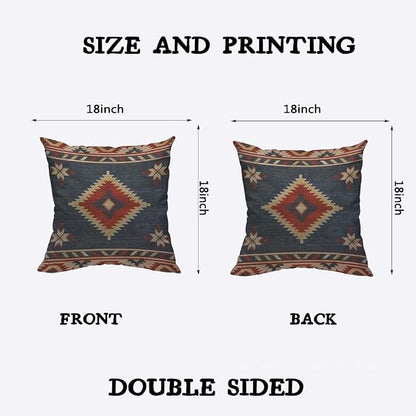 TKS MITLAN Southwest Diamond Blue Red Pillow Covers 18 x 18 Inch Indian Style - Image 2