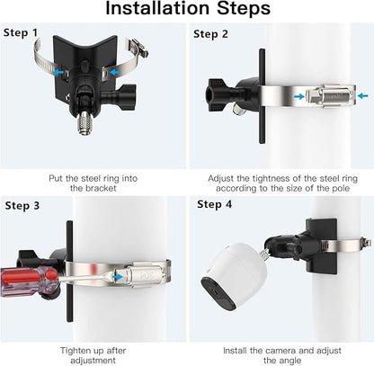 No-Drill Outdoor Security Camera Pole Mount, Universal Pole Mounting Compatible - Image 4