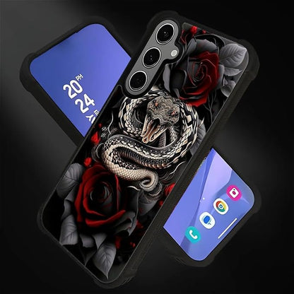 for Samsung Galaxy S24 S25 Plus Case, Entwined Rose Snake Pattern Graphic - Image 2