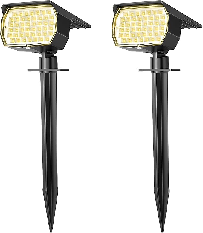 WENATY Solar Spot Lights Outdoor Waterproof IP65, 2 Pack Landscape Spotlights by WENATY