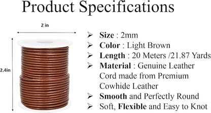 GENIQUE Real/Genuine Round Leather String Cord - Image 3