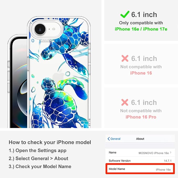 MOSNOVO for iPhone 17e Case/iPhone 16e Case, Shockproof Military-Grade - Image 2