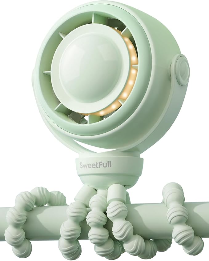 SWEETFULL Baby Stroller Fan - 4000mAh Rechargeable 4-Speed Quiet by SweetFull%C2%AE