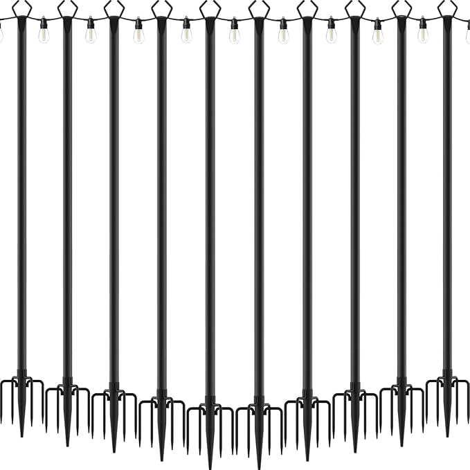 NUERPO 10 Pack String Light Poles, Metal Poles by NUERPO