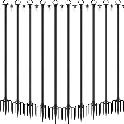 NUERPO 10 Pack String Light Poles, Metal Poles by NUERPO