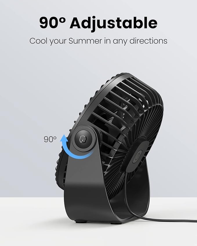 Gaiatop USB Desk Fan, 3 Speeds Strong Airflow, 5.5 Inch Portable 90° Rotate - Image 5