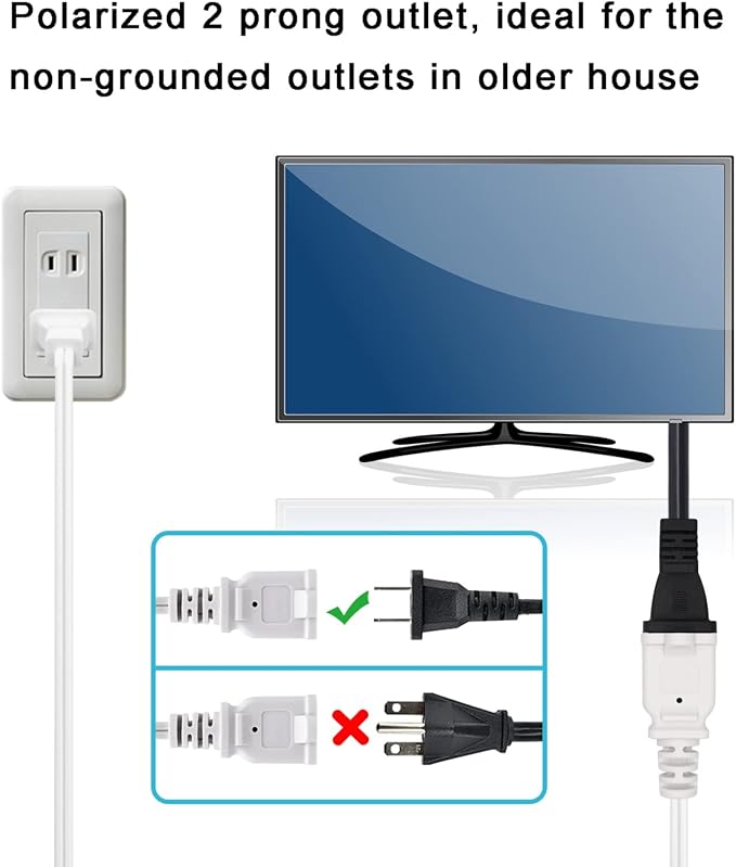 Short Extension Cord 3 Ft，2Pack Flat Plug Extension Cord 2 Prong, US - Image 4