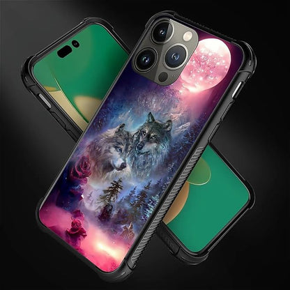 for iPhone 14 Pro Max Case, Star Two Wolfs Howling Pattern Graphic Design Girl - Image 7