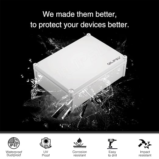 QILIPSU Junction Box with Mounting Plate 380x280x130mm, ABS Plastic DIY - Image 3