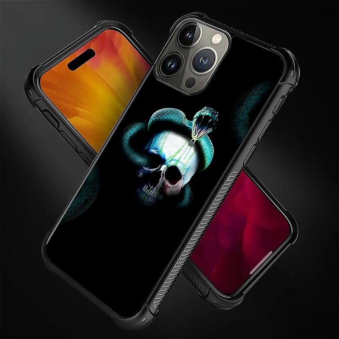 for iPhone 16 Pro Case, Skeleton Winding Snake Pattern Graphic Design Girl Boy - Image 4