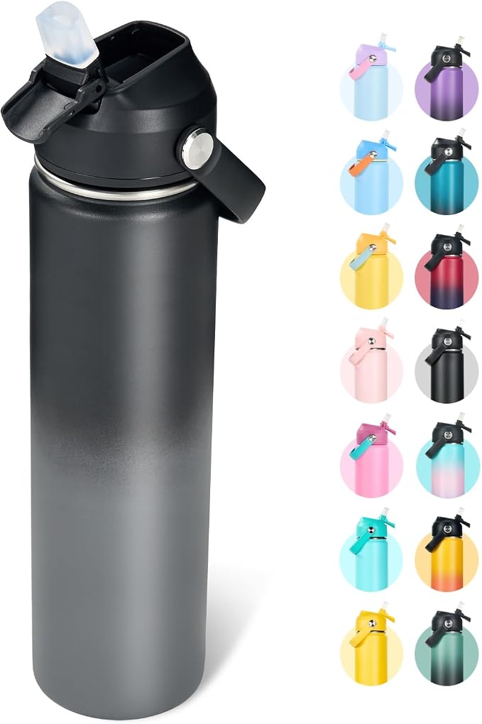 Fijinhom 24oz Insulated Stainless Steel Water Bottle, Wide Mouth Double Wall by Fijinhom