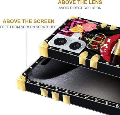 Compatible with iPhone 16 Plus Case, Queen Lip Crown Leopard Print Luxury - Image 6