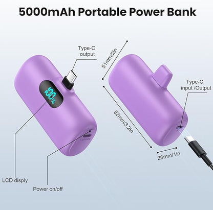 Mini Portable Charger USB C Power Bank, Upgraded 5000mAh PD Fast Charging - Image 6