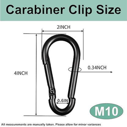 Black Carabiner, Heavy Duty Galvanized Steel Spring Snap Hook Carabiner Clips - Image 2