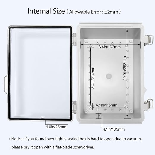 LeMotech Electrical Box, IP67 Waterproof Hinged Clear Cover Stainless Steel - Image 5