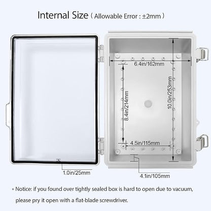 LeMotech Electrical Box, IP67 Waterproof Hinged Clear Cover Stainless Steel - Image 5