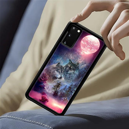 for Samsung Galaxy S20 Case, Star Two Wolfs Howling Pattern Graphic Design Girl - Image 6