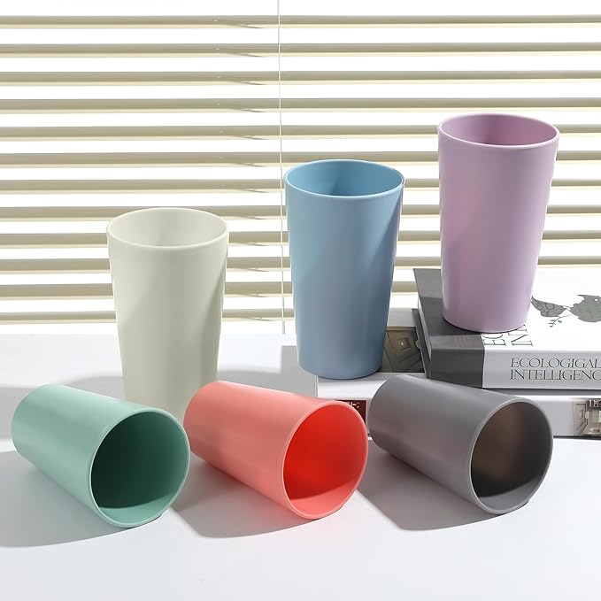 24 Pcs Unbreakable Plastic Cups Set, 14 oz Reusable Plastic Cups, Stackable - Image 5