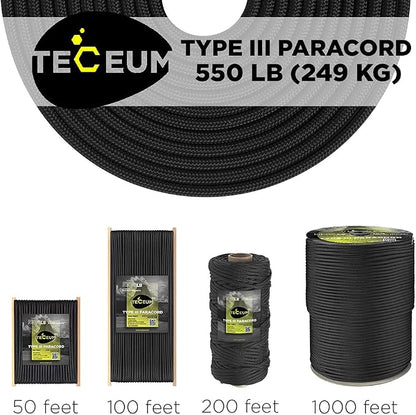 TECEUM Reflective Paracord Rope 1000 – 1000ft/200ft/100ft/50ft – 40+ Colors – - Image 9