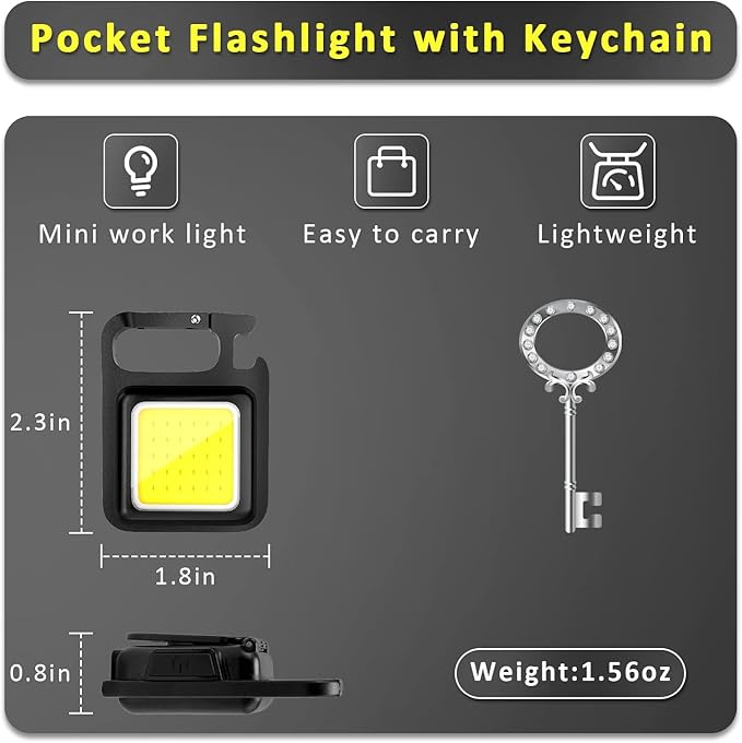 MAKDAK COB Rechargeable Keychain Flashlight 2Pack, High Lumen Super Bright LED - Image 4