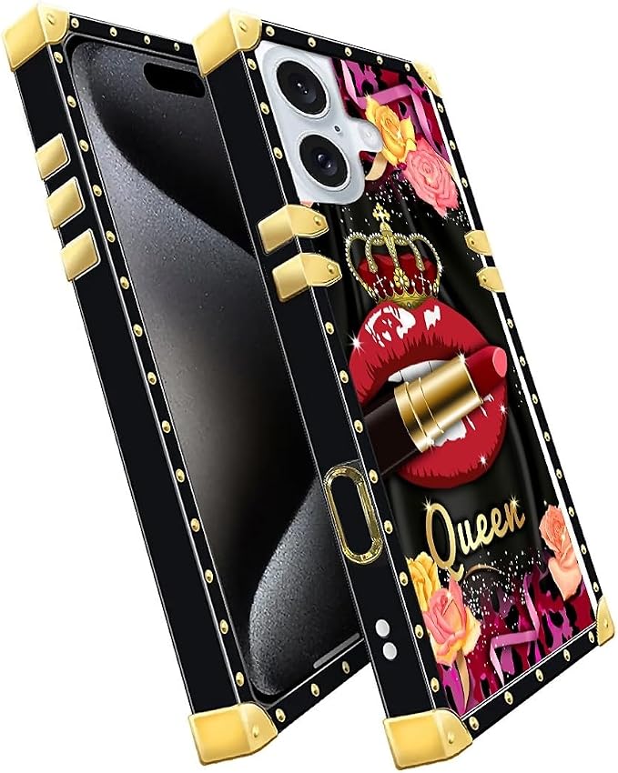 Compatible with iPhone 16 Plus Case, Queen Lip Crown Leopard Print Luxury - Image 2