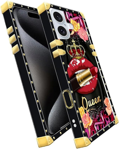 Compatible with iPhone 16 Plus Case, Queen Lip Crown Leopard Print Luxury - Image 2