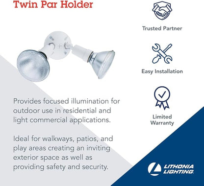 Lithonia Lighting Outdoor Flood Light Fixture, Adjustable Twin Par Flood Light - Image 3